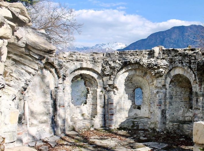 Ancient ruins on Isola Comacina, the only island of Lake Como